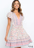 Vestido corto bohemio con cuello en V y estampado de primavera y verano Grace